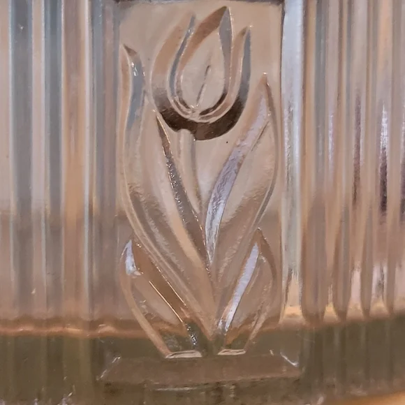 Art Deco Powder Jar Vintage Dresser Jar Trinket Dish Floral Tulip ~ Pretty! - Picture 14 of 16